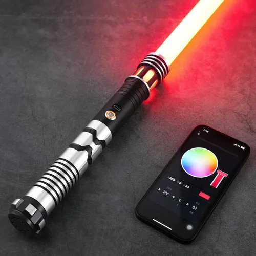 Vista 7 de CUSTOM SABER Sable de luz RGBX de balanceo suave, control de movimiento para encender/apagar la hoja, sable de luz con 16 fuentes de sonido Negro