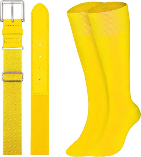 Vista 13 de XZQTIVE Conjunto combinado de calcetines de béisbol y softbol y cinturón de béisbol y sóftbol, calcetines de fútbol hasta la rodilla para niños