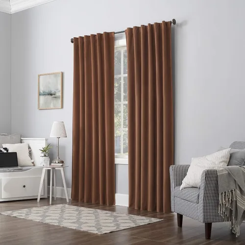 Vista 66 de Sun Zero Hampshire - Cortina térmica de terciopelo con reducción de ruido, 100% opaca con pestañas, 50 x 96 pulgadas, dorado