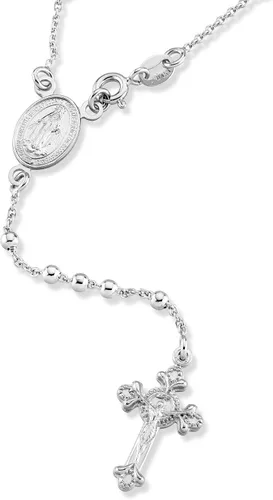 Vista 4 de Miabella Cadena de plata de ley 925 o oro amarillo de 18 quilates sobre plata, rosario italiano con cruz en Y para mujeres y hombres, Plata