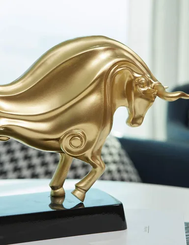 Vista 5 de HAUCOZE Wall Street - Estatua de toro de animal, figura de la suerte, regalo moderno para decoración del hogar, arte para sala de estar, poliresina