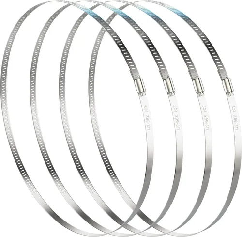 Vista 9 de NEBURORA Abrazadera de manguera de 3 pulgadas ajustable de acero inoxidable 304, paquete de 4 abrazaderas de engranaje helicoidal de 2.4 a 3.2