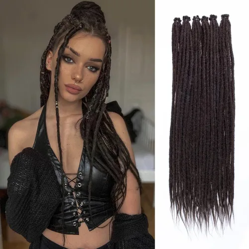 Vista 15 de Leeven Extensiones de Rastas Sintéticas de Doble Punta de 24 Pulgadas 30 Hebras Rastas Boho 613 Rubio 3 Estilos Mixtas Onduladas Rizadas DE Rastas
