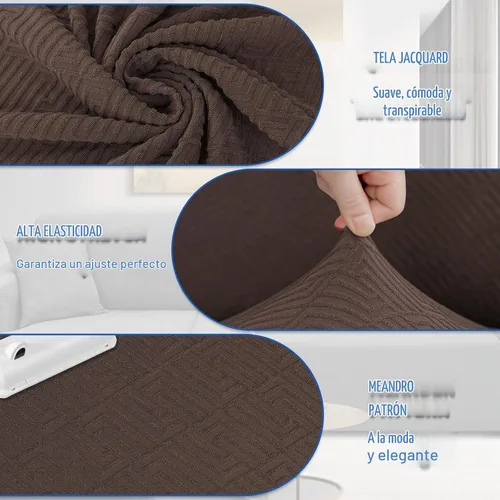 Vista 6 de XINEAGE Funda de sofá modular de alta elasticidad en forma de L, 2 piezas antideslizante con protector de muebles con 2 fundas de almohada para Café