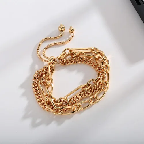Vista 6 de Pulseras de oro de 14 quilates para mujer, pulsera deslizante ajustable para mujer, pulsera de cadena de oro