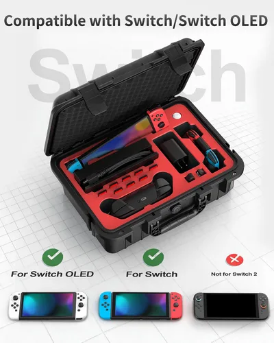 Vista 5 de DEVASO Carrying Case for Nintendo Switch/Switch OLED, Professional Deluxe Waterproof Travel Case Soft Lining Hard Case for Nintendo Switch OLED