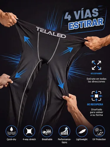 Vista 5 de Paquete de 5 pantalones de compresión para hombre, leggings de rendimiento