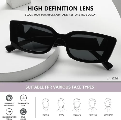 Vista 2 de Gafas de sol cuadradas para mujeres y hombres, gafas de sol retro UV400 AM019