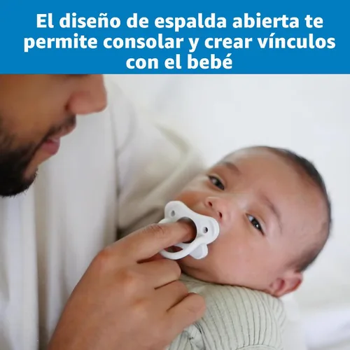 Vista 6 de Dr. Brown's HappyPaci - Chupón de silicona, azul y blanco, 0.0-19.7 ft, paquete de 4