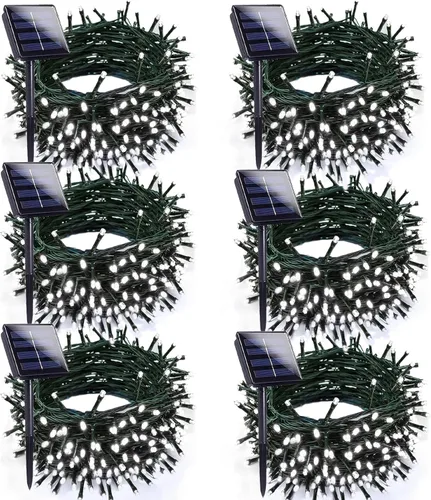 Vista 10 de Solar Christmas Lights Outdoor 2 Pack 66FT 200 LED String Lights Multicolor