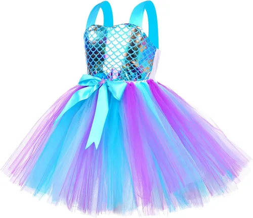 Vista 4 de Tutu Dreams Full Set Mermaid Dress for Girls Birthday Halloween Party Gifts Dress Up Clothes