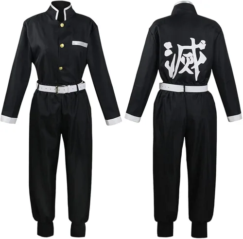 Vista 4 de NXJSH Kimetsu no Yaiba Anime Cosplay Kimono - Conjunto de peluca para mujeres, hombres, niñas y niños, perfecto para Halloween