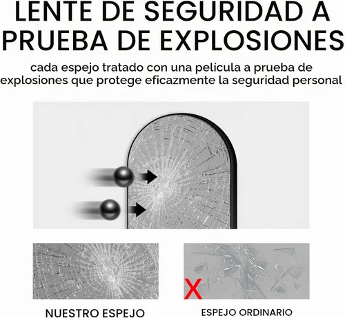 Vista 7 de Niccy - Espejo ovalado de longitud completa de 48"×16", espejo largo de pared con marco de aluminio, espejos grandes para sala de estar, espejo Negro
