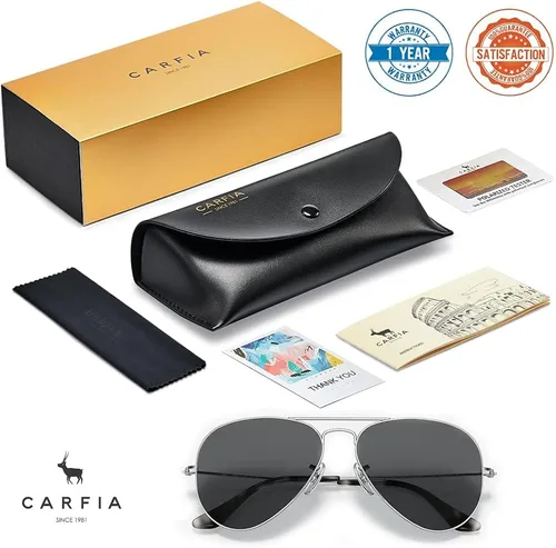 Vista 7 de CARFIA Classic Ultra-Lightweight Polarized Sunglasses for Women Men UV Protection Retro Cool Pilot Driving Sun Glasses