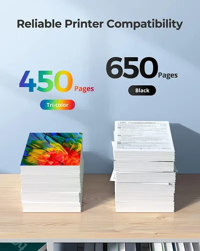 Vista 3 de Paquete combinado de cartuchos de tinta 62XL, repuesto negro y color para HP 62 XL, 62XL, tinta remanufacturada, funciona con Envy serie 5540