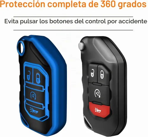 Vista 4 de Funda para Llavero de Jeep con Llavero Carcasa de Llave de Protección Completa Suave Estuche de Llave Compatible con Jeep Gladiator JT Sahara JLU