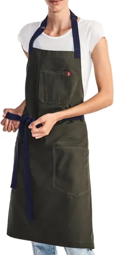 Vista 6 de hedley & bennett Essential Apron - Professional Chef Apron with Pockets & Adjustable Bib Strap for Cooking & Grilling