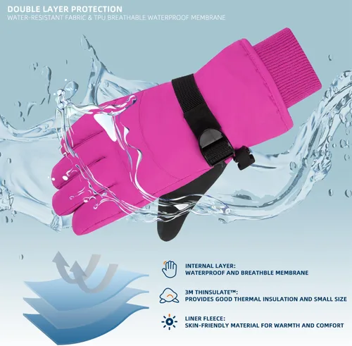 Vista 18 de AMYIPO - Guantes de invierno para niños y niñas, ideales para esquí, nieve, snowboard