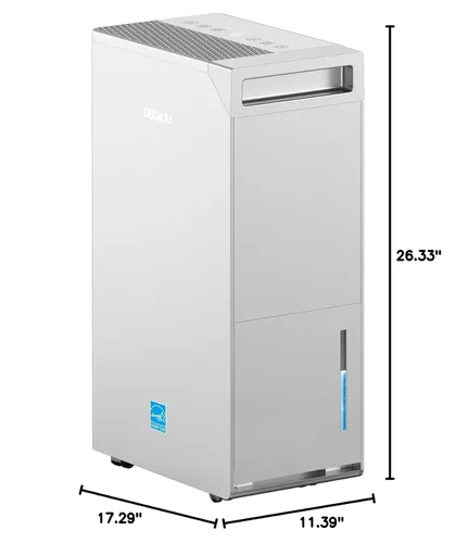 Vista 9 de Deshumidificador con certificado Energy Star para 5000 sq. ft., máx. 12.5 gal, estándar: 8.75 gal, con manguera de drenaje, con control inteligente
