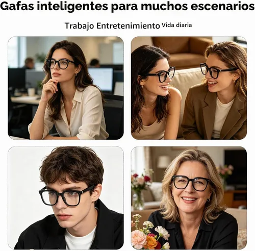 Vista 8 de Gafas inteligentes Bluetooth para hombres y mujeres, gafas AI con música de oído abierto