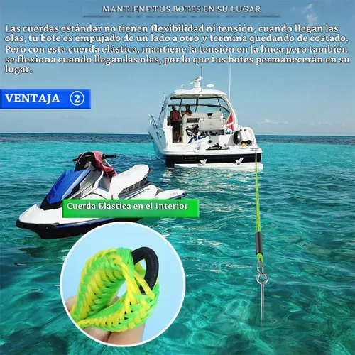 Vista 4 de Líneas de muelle elástico para barcos, Líneas de anclaje de bungee para barcos, Cuerda de anclaje elástica para barcos, Línea de anclaje PWC
