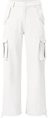 Vista 8 de MoFiz Pantalones cargo para mujer, 6 bolsillos, holgados, de pierna ancha, cintura alta, casuales, para senderismo, exteriores, atléticos