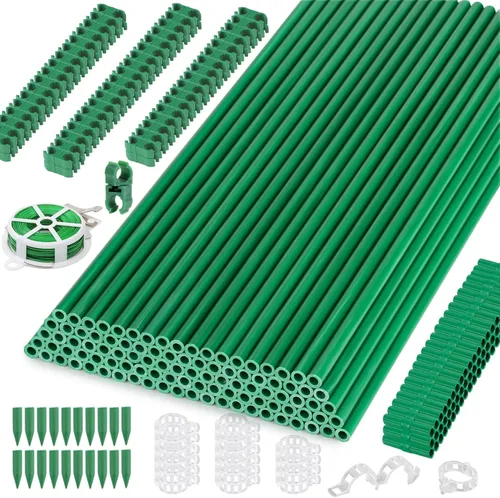Vista 10 de Cludoo Juego de 94 estacas de jardín con 30 juegos de estacas de fibra de vidrio, soportes y accesorios, estacas de tomate de 4 pies, 5 pies, 6