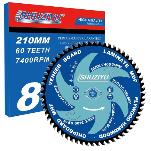 Vista 10 de 3-3/8" (85mm)-24T, hoja de sierra circular de trabajo de madera, eje 0.591 in con 3/8"(10mm) Wahser, para laminado, tablero de chapa, madera