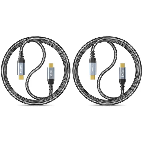 Vista 23 de ZeroneTeck Cable USB C de 40Gbps para Thunderbolt 4 de 0.5 pies, 6 pulgadas, transferencia de datos de 40Gbps, [8K@60Hz/Dual 4K@60Hz] Cable corto