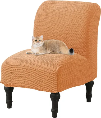 Vista 33 de JIAN YA NA Funda para silla decorativa sin brazos, funda elástica para silla sin brazos, fundas de terciopelo para sillas sin brazos, fundas Beige