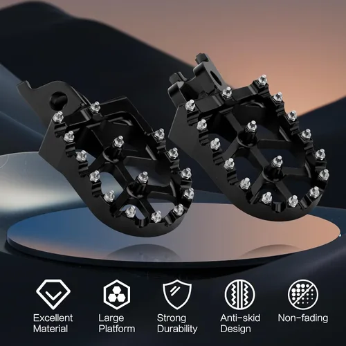 Vista 3 de LKV Estriberas CNC para motocicleta, pedal de descanso compatible con Honda CR125 CR250 CRF150R CRF250L CRF250R CRF250R CRF250X CRF300L CRF450R Negro