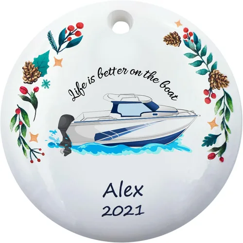 Vista 6 de Adorno de Navidad de barco, adorno personalizado para barco nuevo