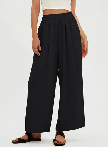 Vista 4 de Beaully Women Linen Pants High Waist Wide Leg Palazzo Pants Casual Loose Long Trousers with Pockets