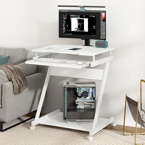 Vista 2 de SogesHome Escritorio portátil para computadora portátil de 23.6 pulgadas, mesa de cama, escritorio portátil para computadora con ruedas bloqueables
