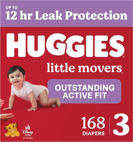 Vista 30 de Pañales Huggies tamaño 3, Little Movers para bebés, talla 3 (16-28 libras), 25 unidades, el empaque puede variar