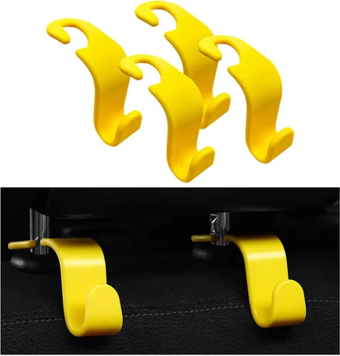 Vista 7 de Ziciner 4 ganchos para reposacabezas de asiento de automóvil, organizador de almacenamiento para asiento trasero, accesorios universales para Negro