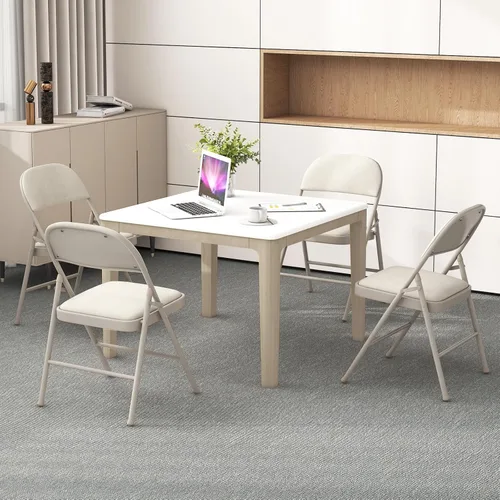 Vista 2 de GOFLAME Paquete de 6 sillas plegables, juego de sillas de comedor de tela con asiento acolchado y marco de metal, asiento comercial tapizado
