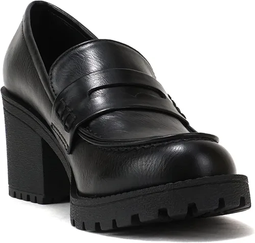 Vista 4 de Soda "Kinder" Zapatos tipo mocasín de tacón medio grueso para mujer