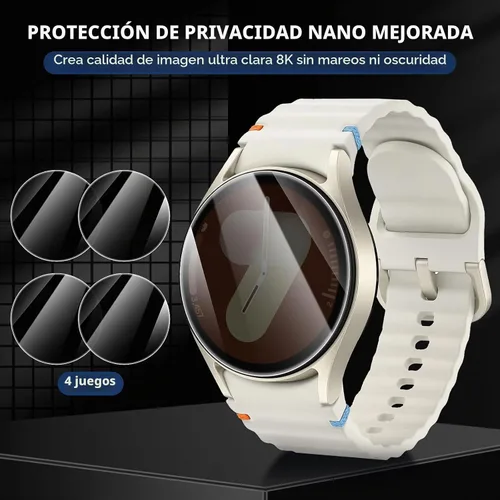 Vista 3 de Suoman Protector de pantalla de privacidad para Samsung Galaxy Watch 6/7/FE Negro