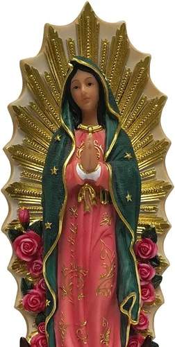 Vista 2 de Estatua religiosa de 12 pulgadas de Nuestra Señora de Guadalupe, decoración cristiana, regalo católico, esculturas de peregrino, figura de capilla