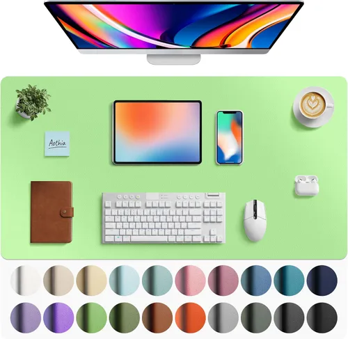 Vista 9 de Aothia - Protector de escritorio de cuero sintético grande, base antideslizante para mouse y superficie para escribir, impermeable, fácil de Agua
