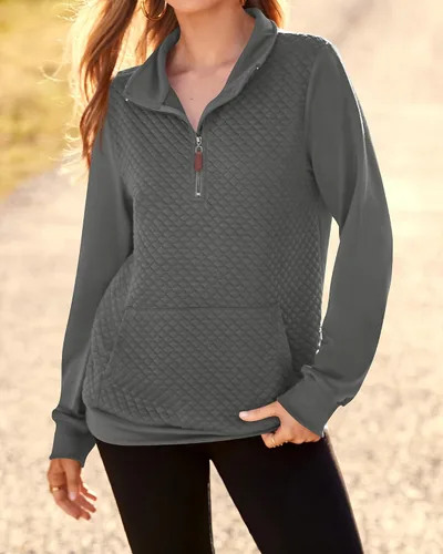 Vista 8 de BTFBM Sudadera moderna para mujer con patrón acolchado, ligera, con cremallera, de manga larga, sencilla e informal