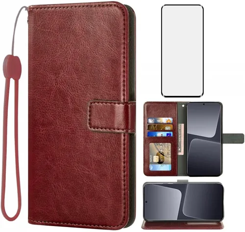 Vista 9 de Asuwish Compatible con Xiaomi 13 Pro Wallet Case Protector de pantalla de vidrio templado y cubierta de cuero con tapa para tarjetero, accesorios