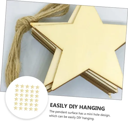 Vista 4 de EXCEART Recortes de estrella de madera sin terminar decoración de estrella de 5 puntas para proyectos de fabricación de joyas en el hogar