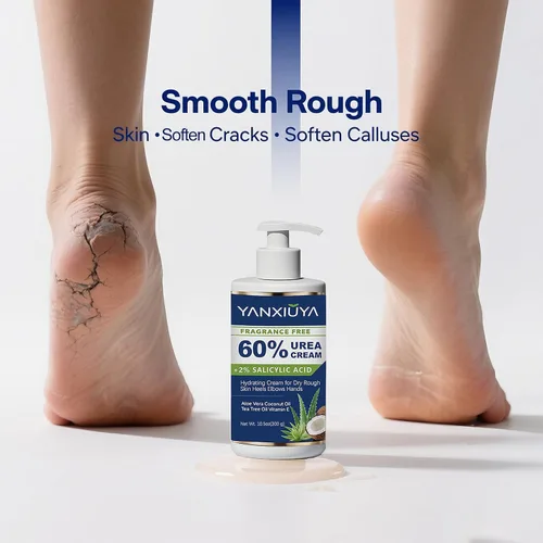 Vista 3 de Crema de urea 60% de 10.5 onzas, loción corporal sin fragancia con 2% de ácido salicílico, crema de pies y para pies, talones agrietados, removedor