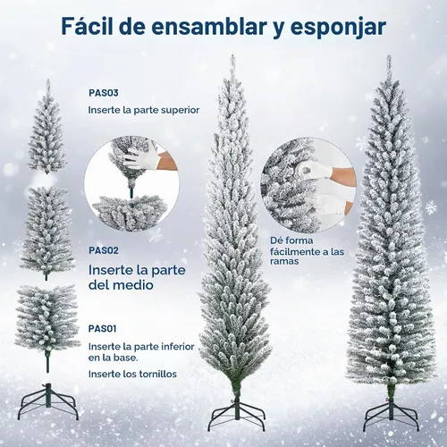 Vista 4 de Árbol de Navidad artificial de 6 pies, árbol de Navidad preiluminado con 120 luces LED, ramas con bisagras y soporte de metal para decoración