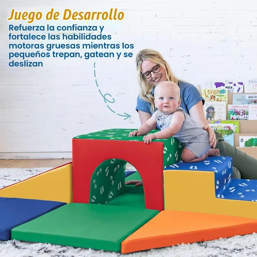 Vista 3 de ECR4Kids Escalador de zona blanda de Lincoln Tunnel, juego de juegos para niños pequeños, surtido, 9 piezas