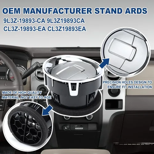 Vista 3 de FEXON Rejillas delanteras interiores para salpicadero, calefactor de CA cromado, compatible con Ford F150 F-150 Lobo 9L3Z-19893-CA 2009-2014, 4
