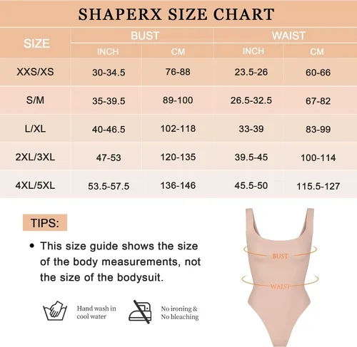 Vista 3 de SHAPERX Body para mujer con control de abdomen, faja moldeadora de cuello redondo, tanga, moldeadora de cuerpo, camiseta sin mangas
