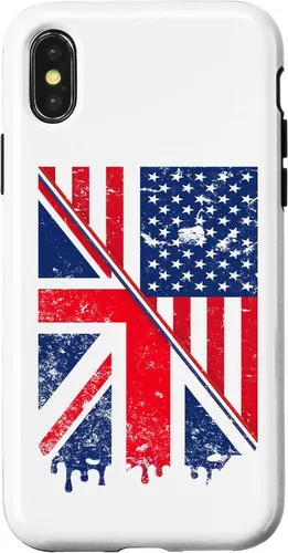 Vista 5 de Funda para iPhone 15 Union Jack y bandera estadounidense para expatriados británicos y estadounidenses